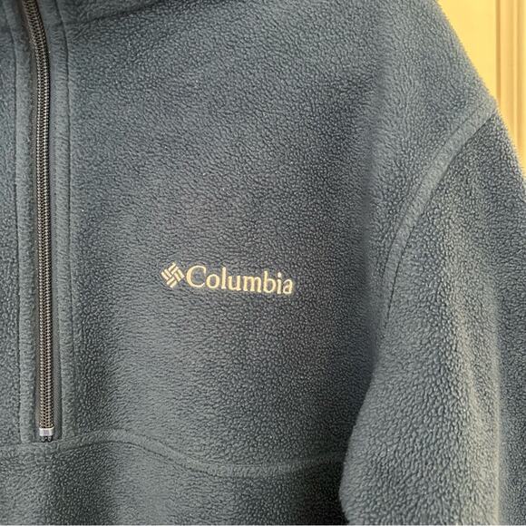 Columbia Blue Half Zip Fleece Jacket Men Size Large Omni Heat Thermal Comfort - Picture 6 of 12